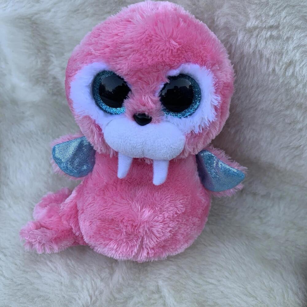 Ty Beanie Boos Tusk Pink Walrus Plush 6” 2015 Stuffed Animal Sparkle Eyes Toy
